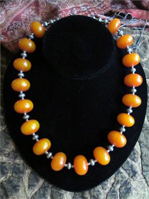 Classic Faux Amber Beaded Necklace Jewelry from Nepal
