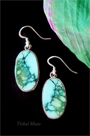 Natural Turquoise and Sterling Silver Earrings Turquoise and silver earrings