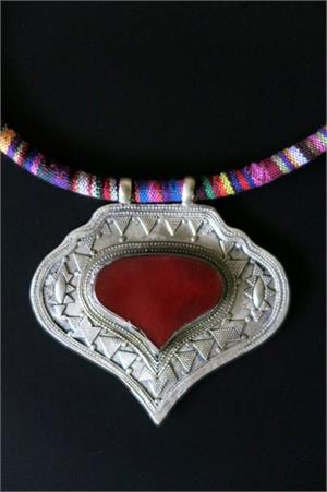 Kazakh ethnic jewelry with large pendant Kazakh pendant necklace